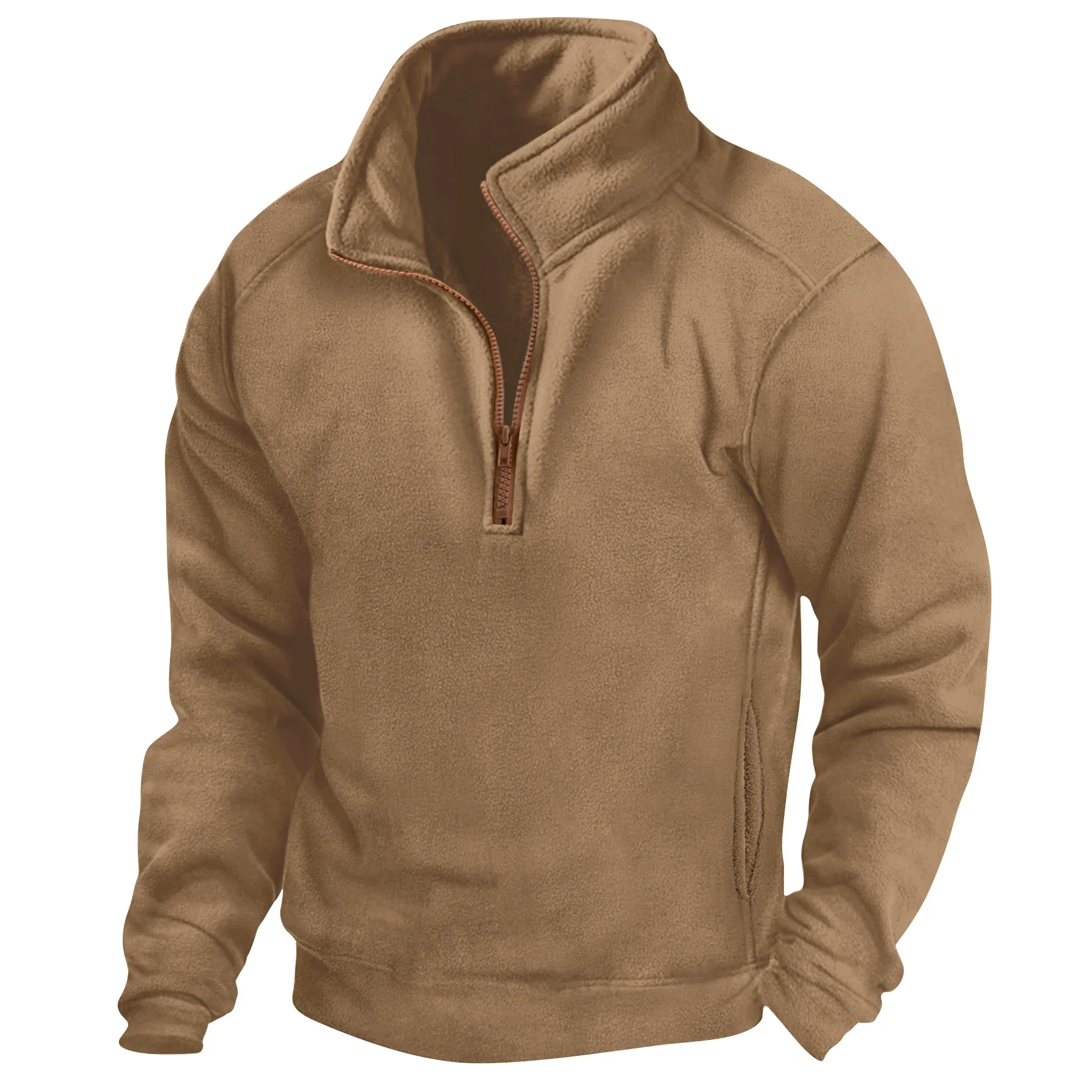 Otoño e Invierno, jersey informal para hombre, cuello grueso, toalla para puerta, cremallera, color sólido, sudadera con capucha de manga larga para deportes al aire libre