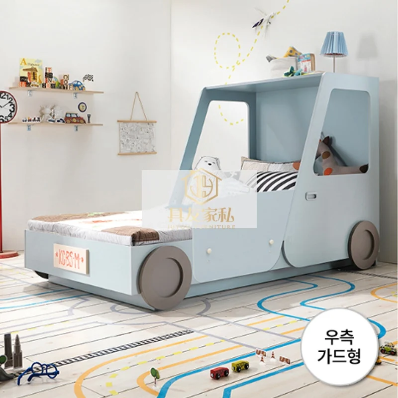 Creative Children's Car-like Bed Solid Wood Simplicity Blue Boy Bed