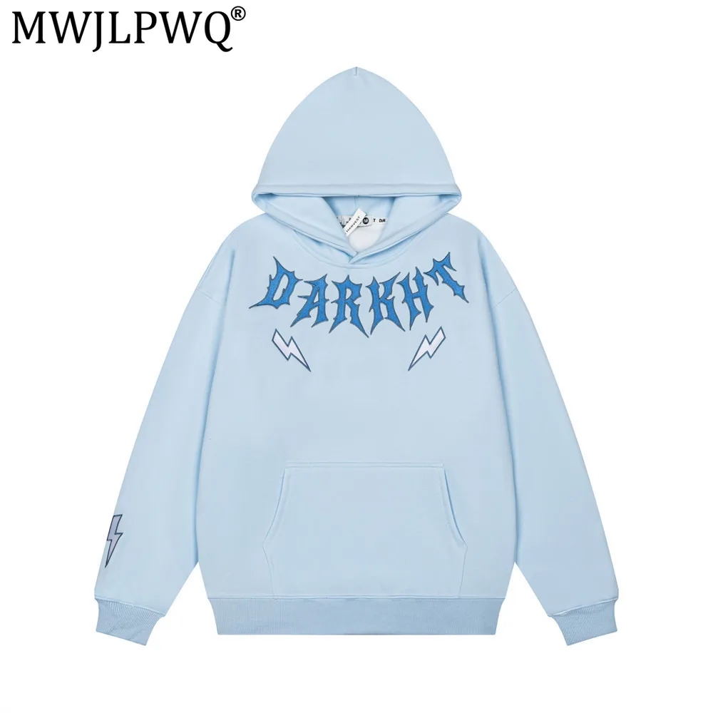 MWJLPWQ Trendy Style Letter Embroidery Pullover Hoodie Streetwear Loose-Fitting Men's Casual Sweatshirt For Spring Autumn 17627