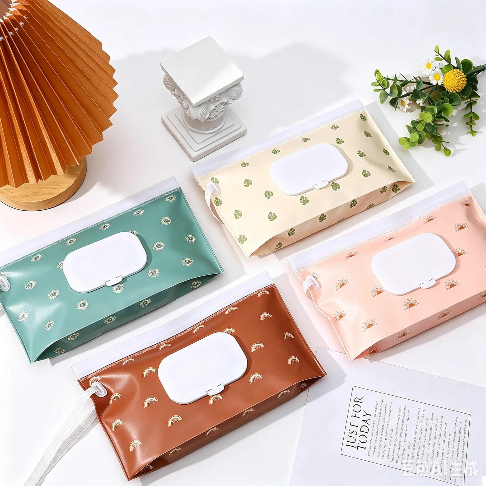 Baby-Feuchttücher-Spender, tragbarer Feuchttücherbehälter, nachfüllbarer Feuchttücherhalter für Wickeltasche, Boho-Baby-Feuchttücherbeutel, wiederverwendbare Taschentücher