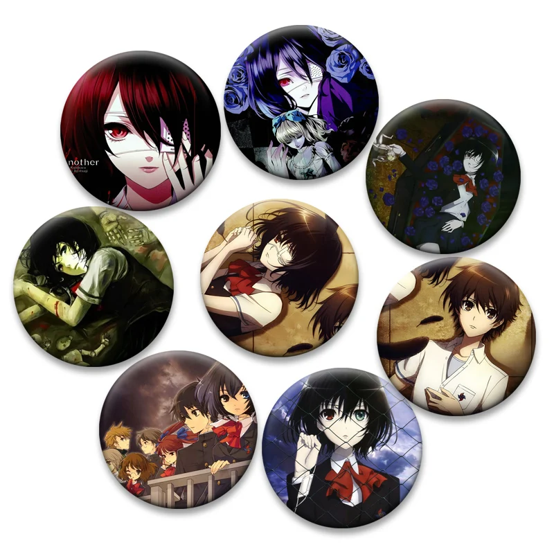 Broches de Anime Another Misaki, Sakakibara Kouichi, Misaki Mei, Akazawa Izumi, Pins de Moda, Accesorios de Joyería, Insignia Redonda de Dibujos Animados