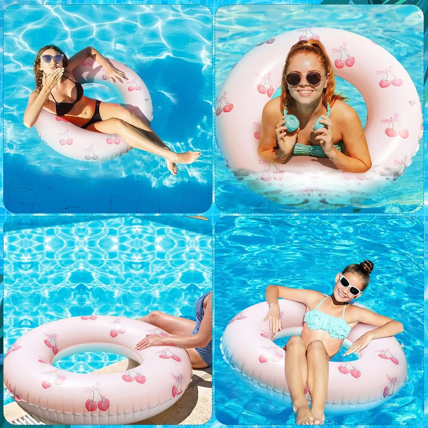 2 pièces rose arc gonflable piscine flotteur nœud cerise flotteurs piscine Tubes gonflage anneau de natation été en plein air plage eau flotteur