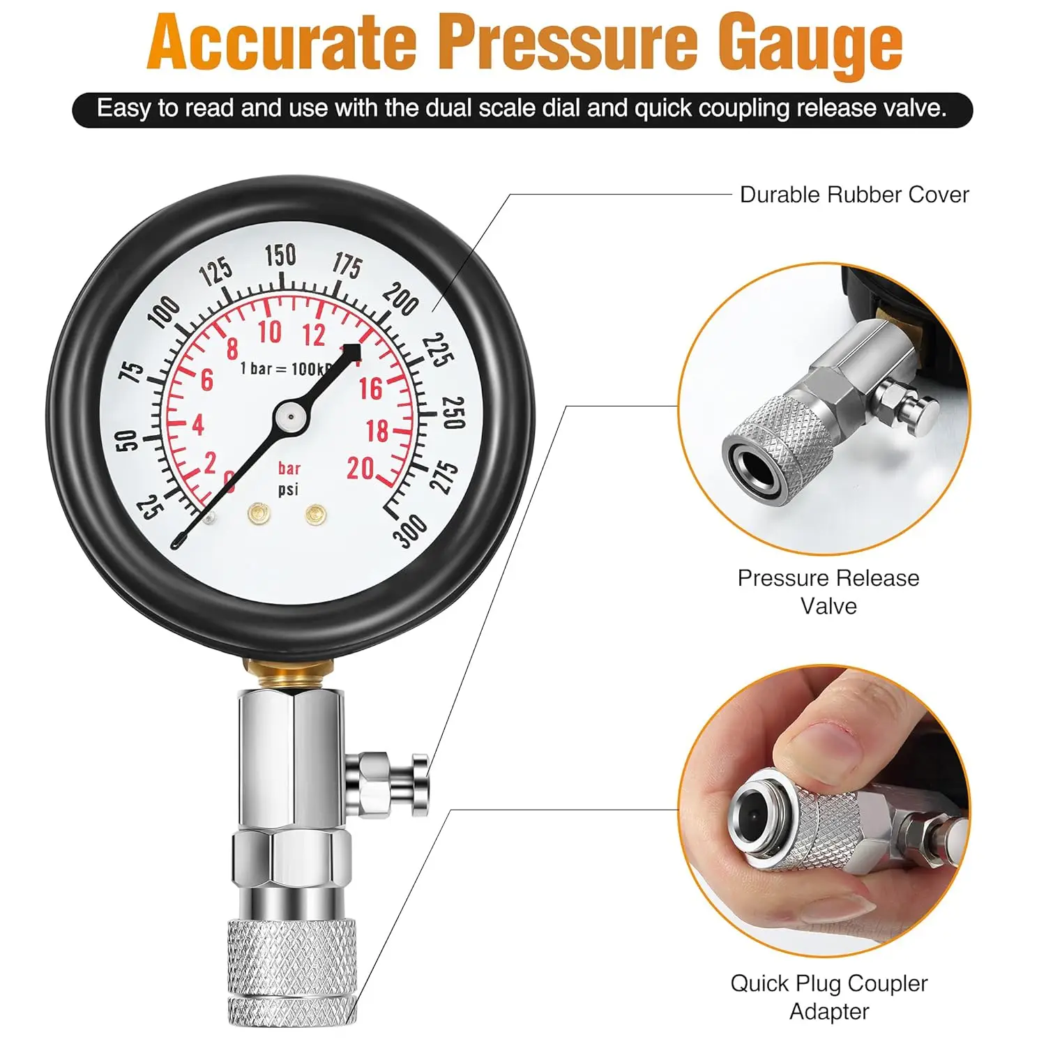 Kit de probador de bujías y compresión automotriz de 9 piezas, herramientas de prueba de motor universales para automóviles y motocicletas (rojo)