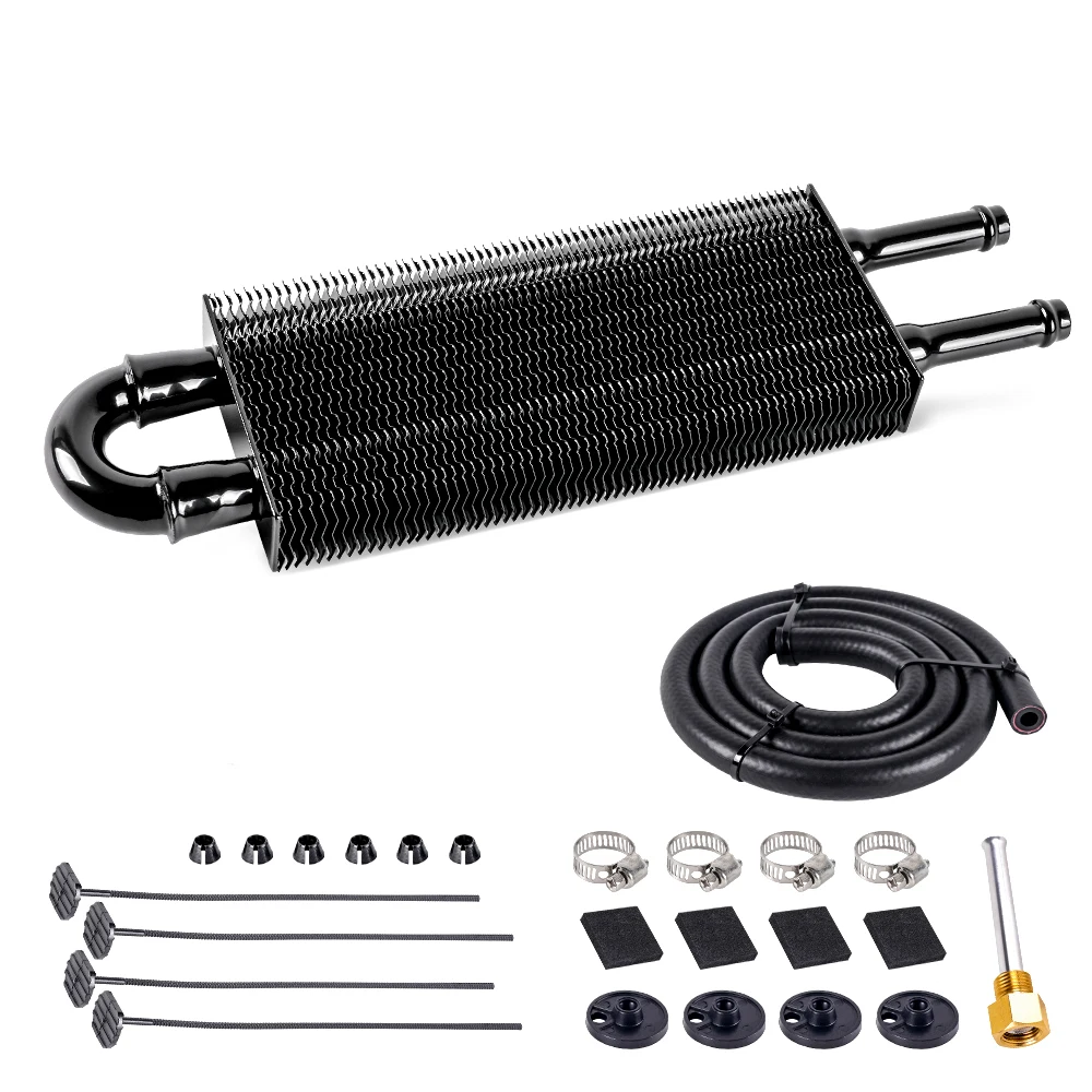 RASTP-New Aluminum 2 Row Oil Cooler Kit Radiator Car Transmission Plate & Fin Oil Cooler Auto-Manual Radiator Converter OSA020