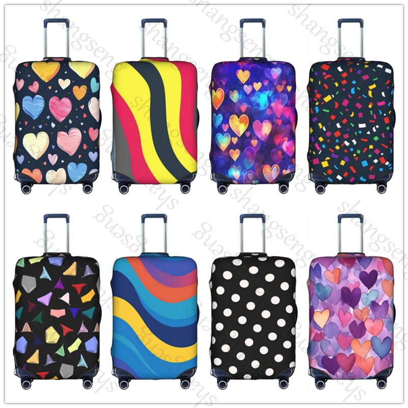 

Дорожный чемодан, защитный чехол, чехол для чемодана, эластичный защитный моющийся чехол для багажа, 18-32 дюйма, геометрическая любовь в форме сердца