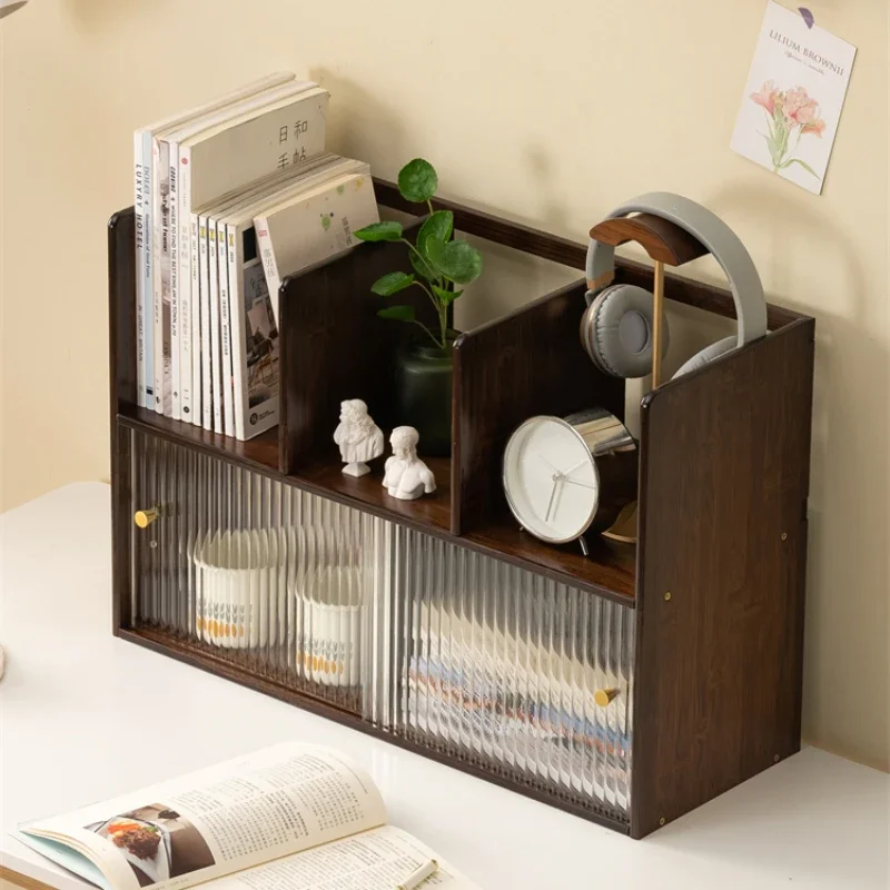 Desktop Bookshelf Storage Shelf Solid Wood Multi-layer Office Desk Makeup Storage Organizer Estanteria Home Furniture WKBS