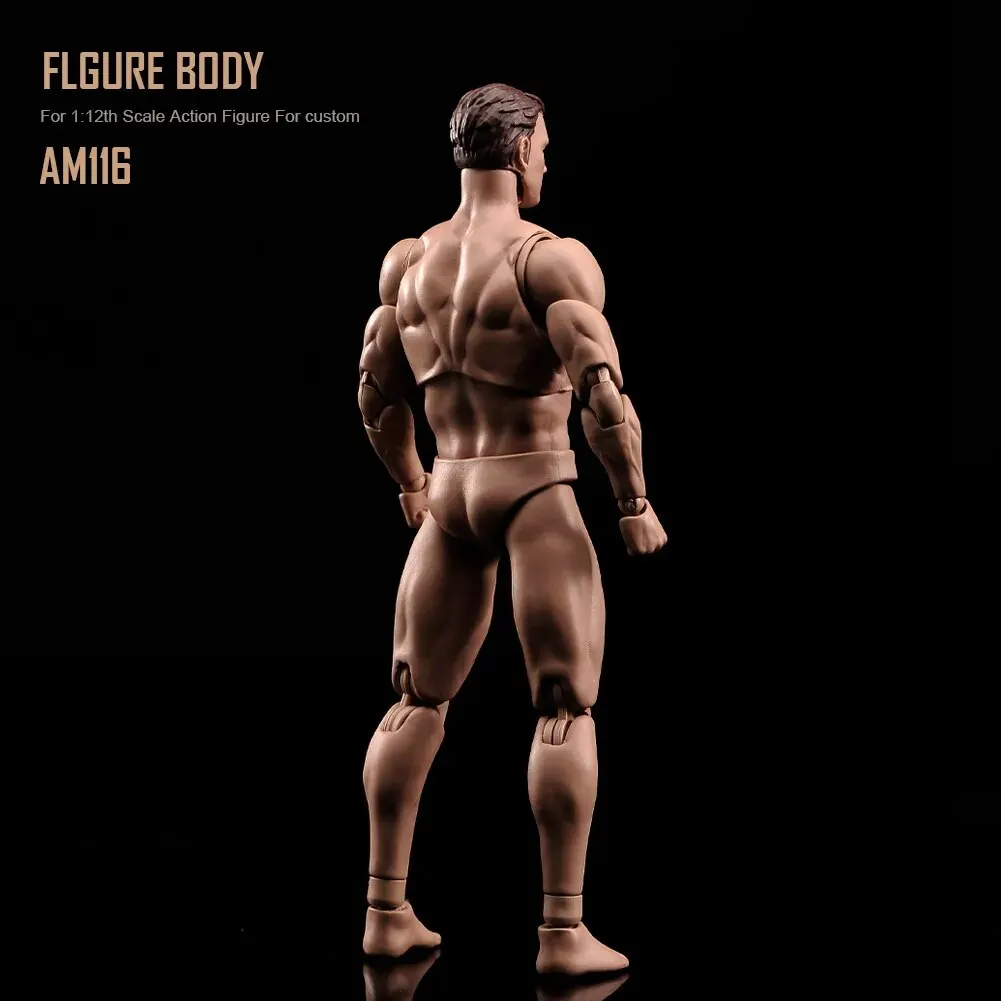 Am116 1/12-Skala männliche super flexible Gelenk körper mit Kopf 6 ''Soldat Muscale starke Action figur Puppe