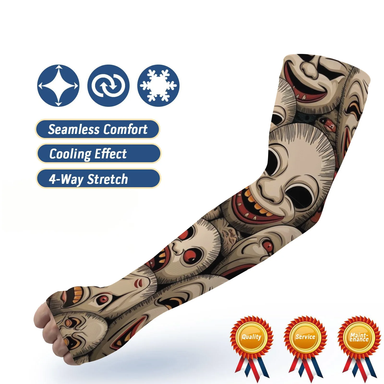 Elegante maschera Eerie unisex stampata con protezione UV, maniche da ghiaccio elastiche e traspiranti, regalo perfetto per l'uso all'aperto