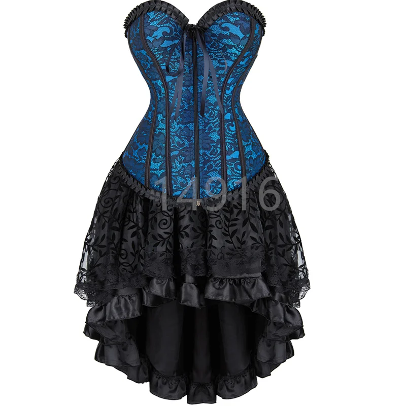 Sapubonva Corset Dress Gothic Cosplay Bustier for Women Skirt Top Set Sexy Vintage Victorian Plus Size Costume Red  Korsage