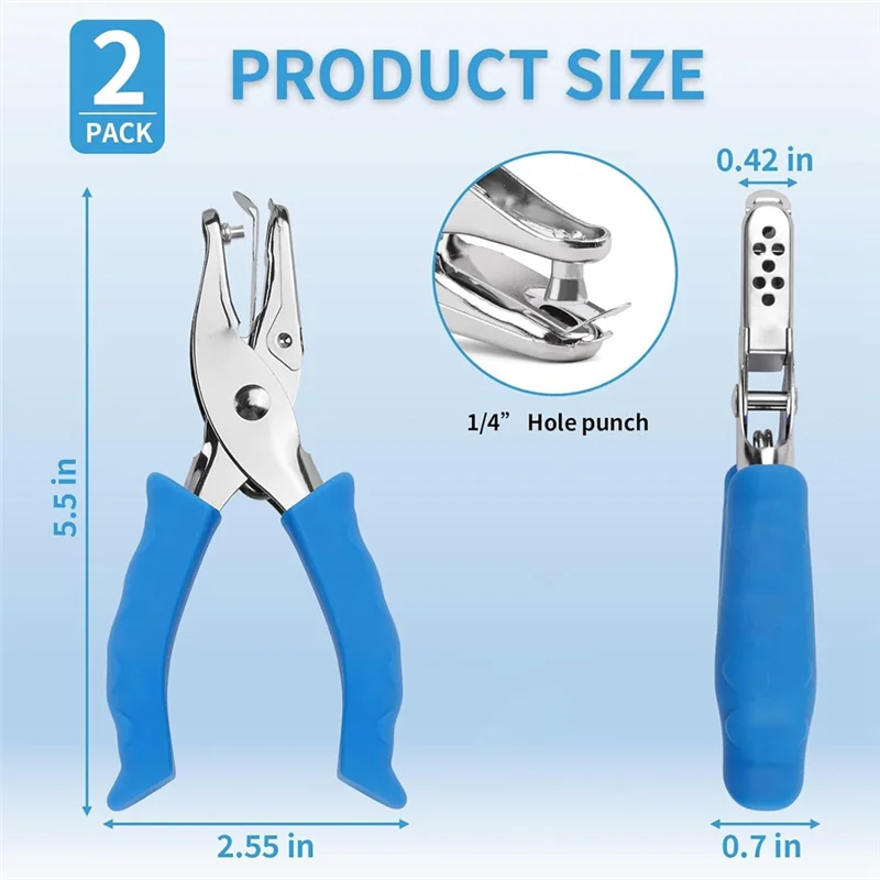 Upgraded Soft Grip Handle Hole Punch Hand Hole Puncher With Soft Grip Handle For Crafts, Scrapbooks, 6 Sheets Capacity, Tickets