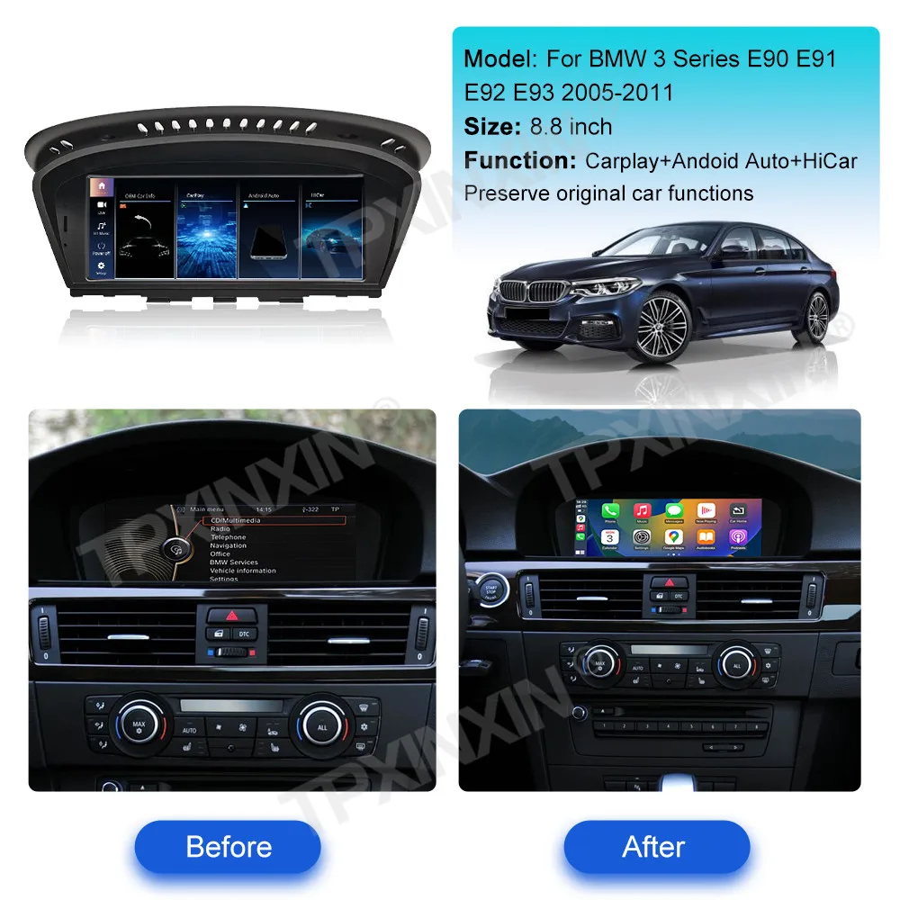 For BMW 3 Series E90 E91 E92 E93 2005~2011 Linux Car Radio Stereo Carplay Automotive Multimedia Player GPS Navigation Head Unit