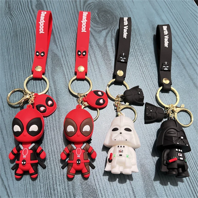 سلسلة مفاتيح شخصية أنيمي من MINISO-Samurai deadpoo ، شخصية كرتونية ، أسود ، زوجين ، حقيبة ظهر ، قلادة مفتاح سيارة ، لعبة أطفال ، هدية حفلة ، جديد