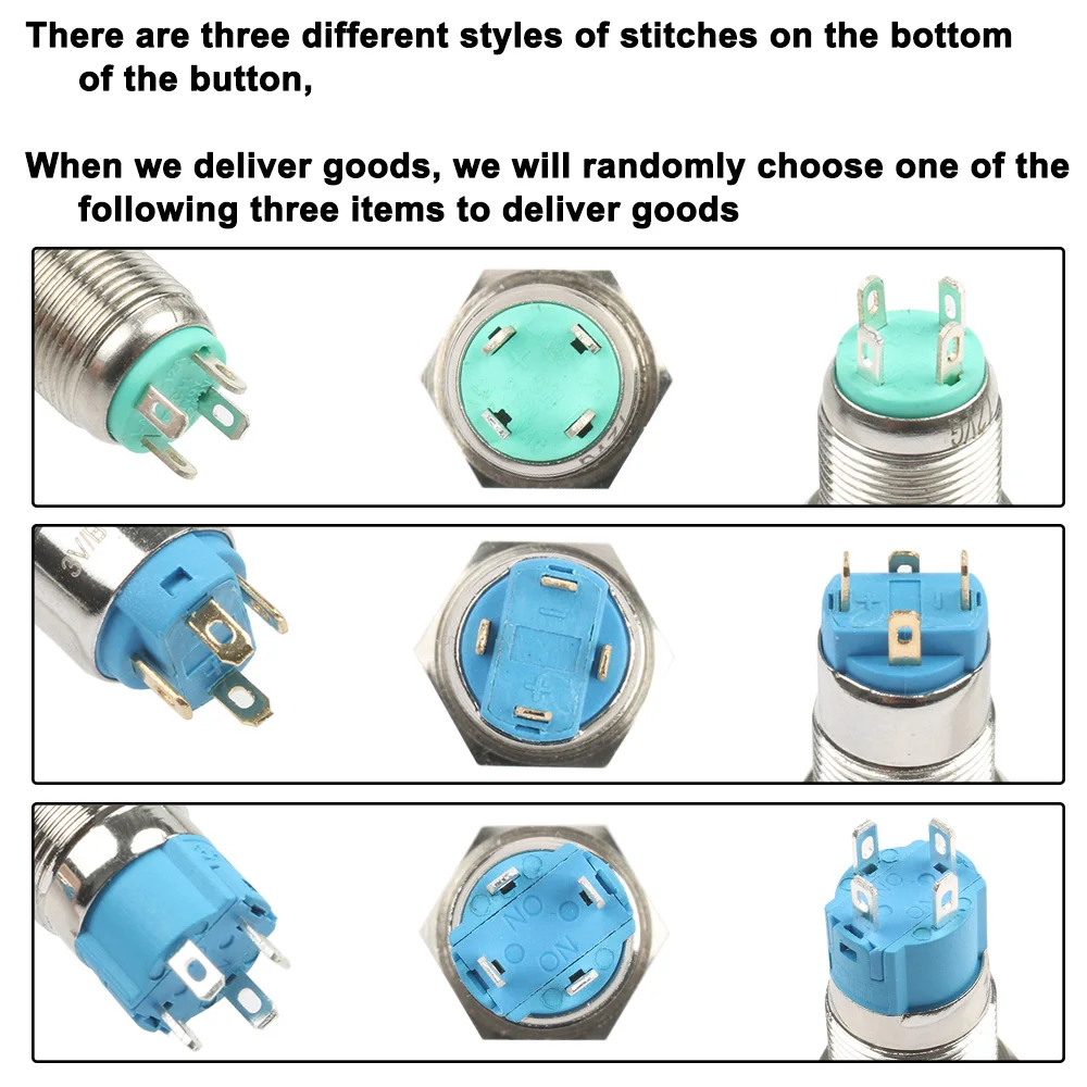 50 шт. Кнопочный переключатель 4-контактный 12 мм Водонепроницаемый светодиодный светильник с подсветкой Металлический плоский кольцевой с кольцом маркировки питания 3 В 6 В 12 В 24 В