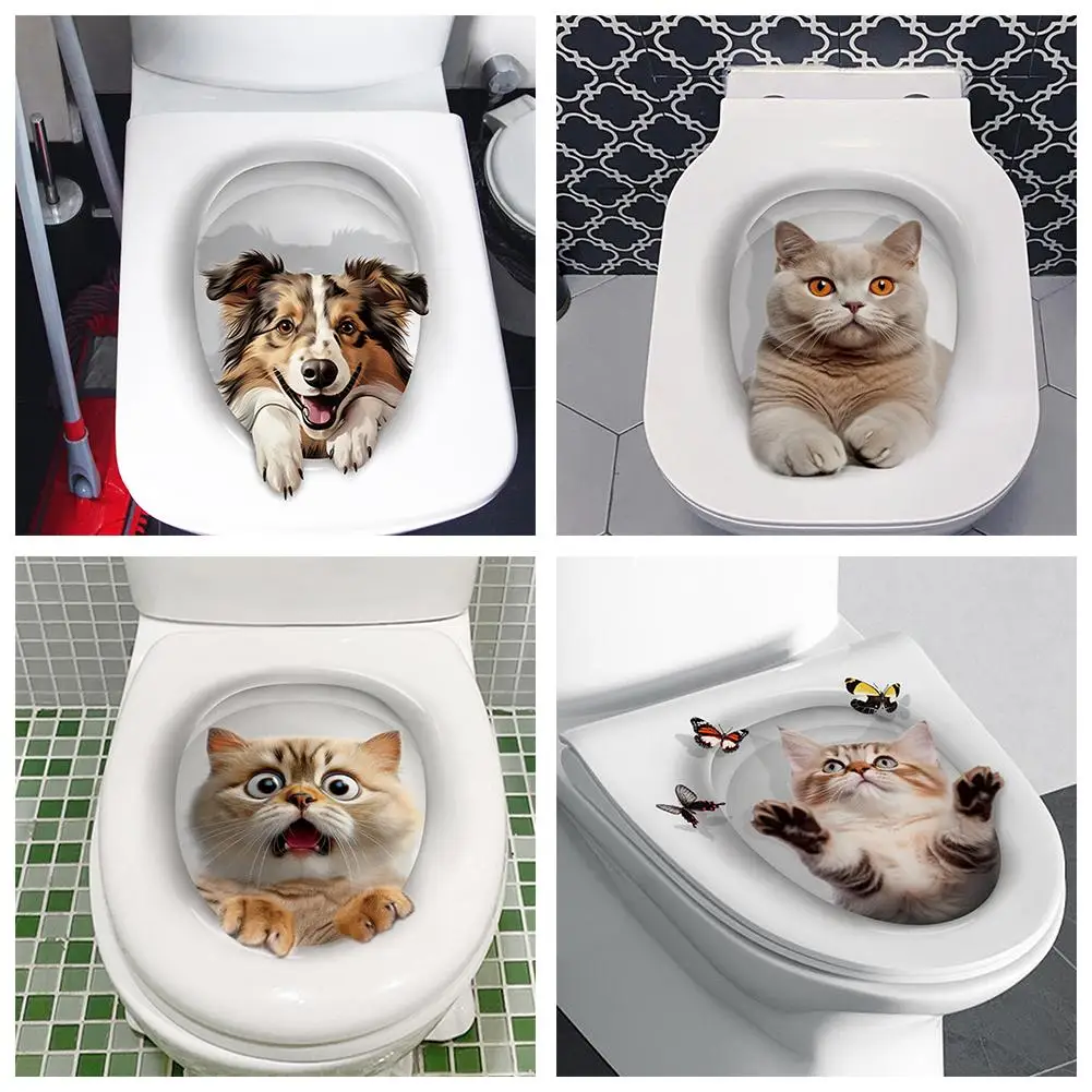 Toilet Sticker Waterproof Fun Vivid Animal Decorative Sticker Prevents Scratche For Toilet Cover Lifelike Orname K6c9