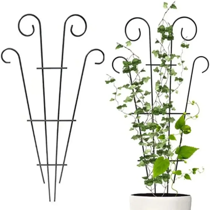 2 Outdoor Climbing Plant Trellises, Black Trellises, Garden Metal Support Piles, Indoor and Outdoor Grape Blossom Vegetables