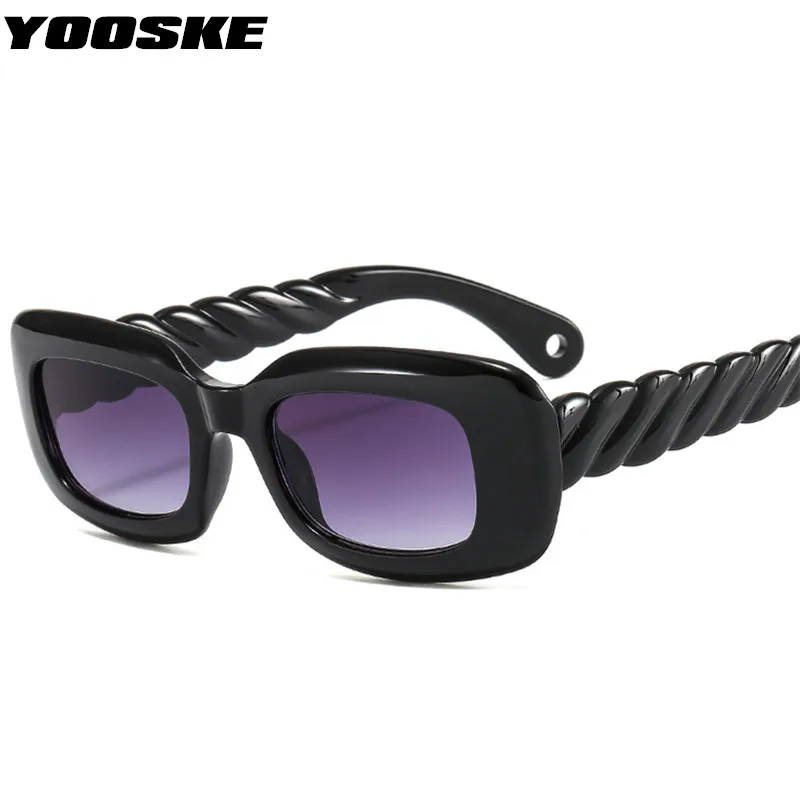 YOOSKE Brand Square Sunglasses Women Men Vintage Brand Designer Jelly Blue Sun Glasses Classic Twist Leg Goggles Shades UV400