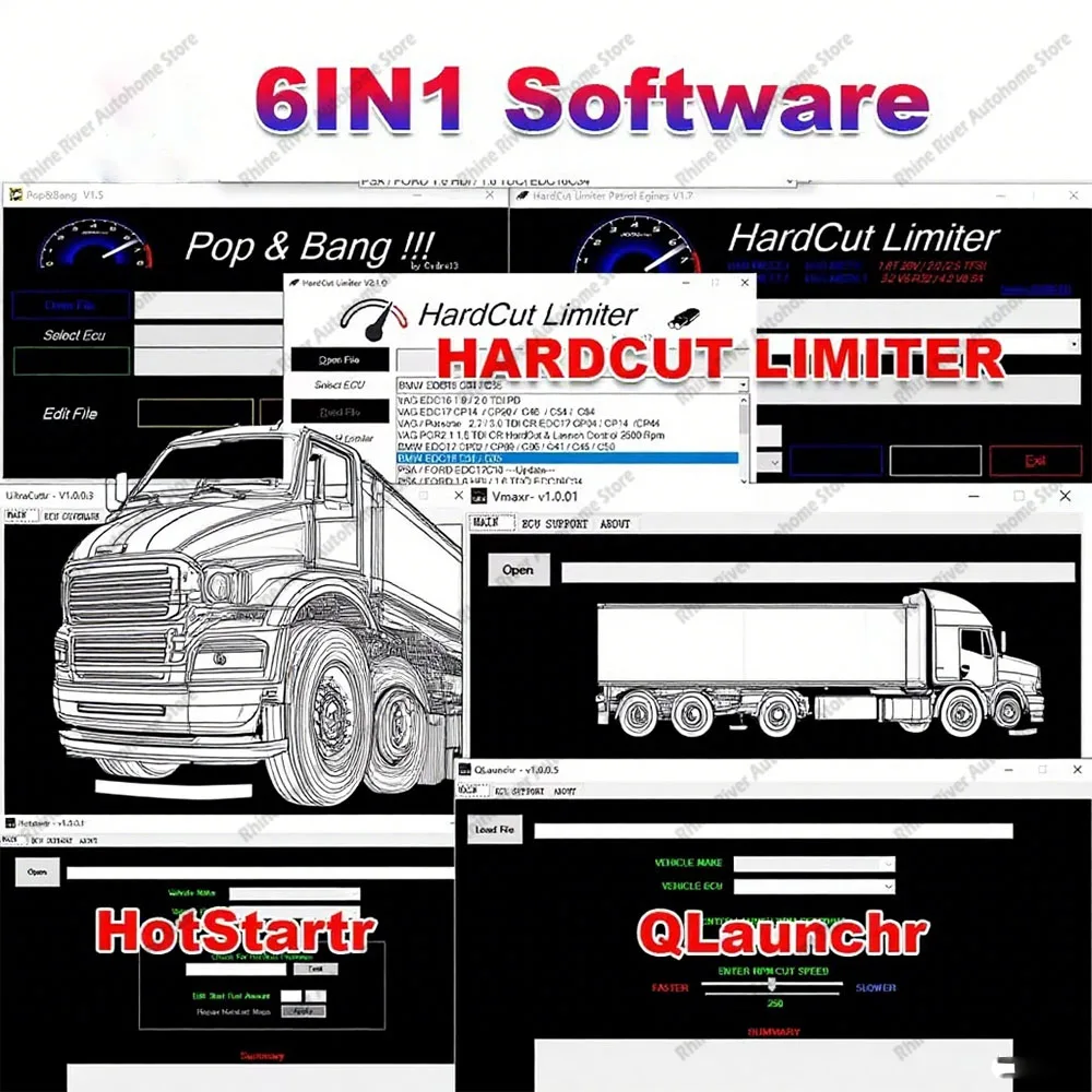 

HardCut Limiter 6-in-1 Package for Diesel Petrol Engines Pop&Bang VMAX+ HotStart+ QLaunchr Software for Performance Enhancements