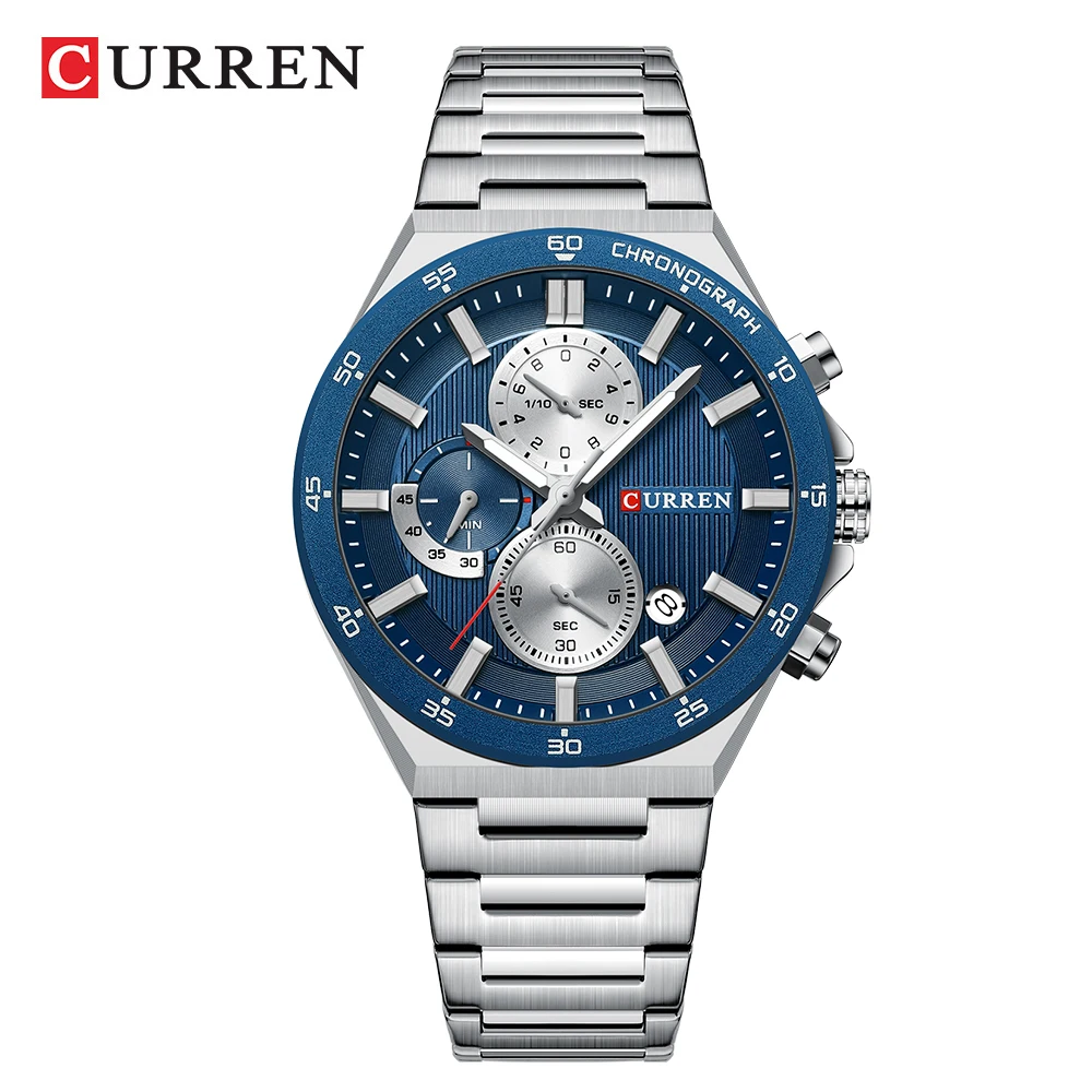 CURREN Mens Watch 2025 Multifunctional Chronograph Quartz Watch Moon Phase Watches For Men Waterproof Mens Gifts Reloj view 3