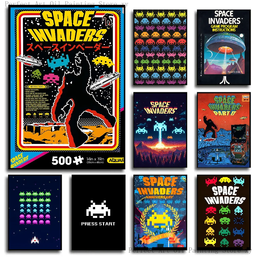 الكلاسيكية لعبة الرماية S-الفضاء الغزاة المشارك ملصق الفن طباعة بار أثاث غرفة المعيشة ديكور #2