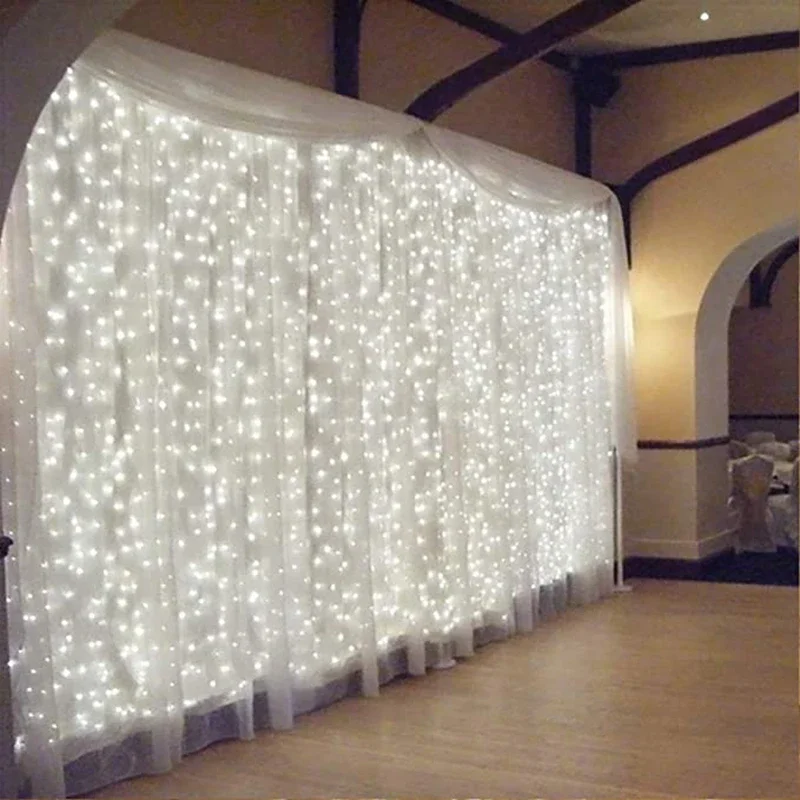 

3m 100/200/300 LED Curtain String Light Garland Wedding Party Decorations Table Bachelorette Birthday Ramadan Festoon Background