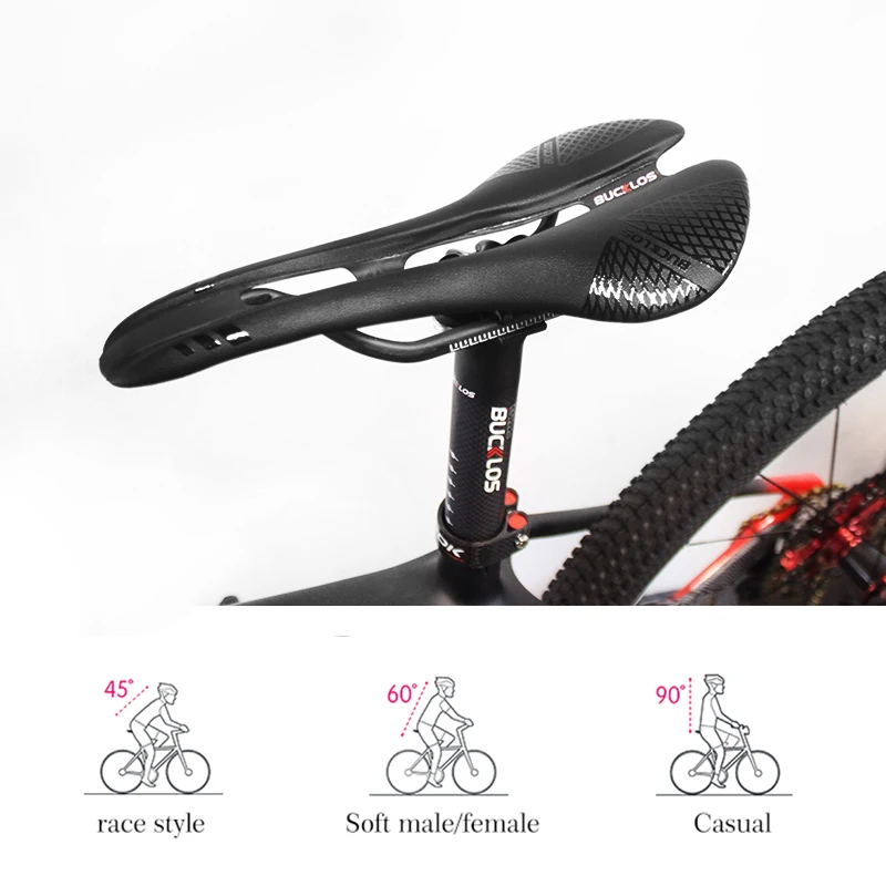 BUCKLOS Carbon Saddle Ultralight Road Mountain Bike Saddle 280*130mm Bicycle Seat 117g MTB Seat Cycling Accessories