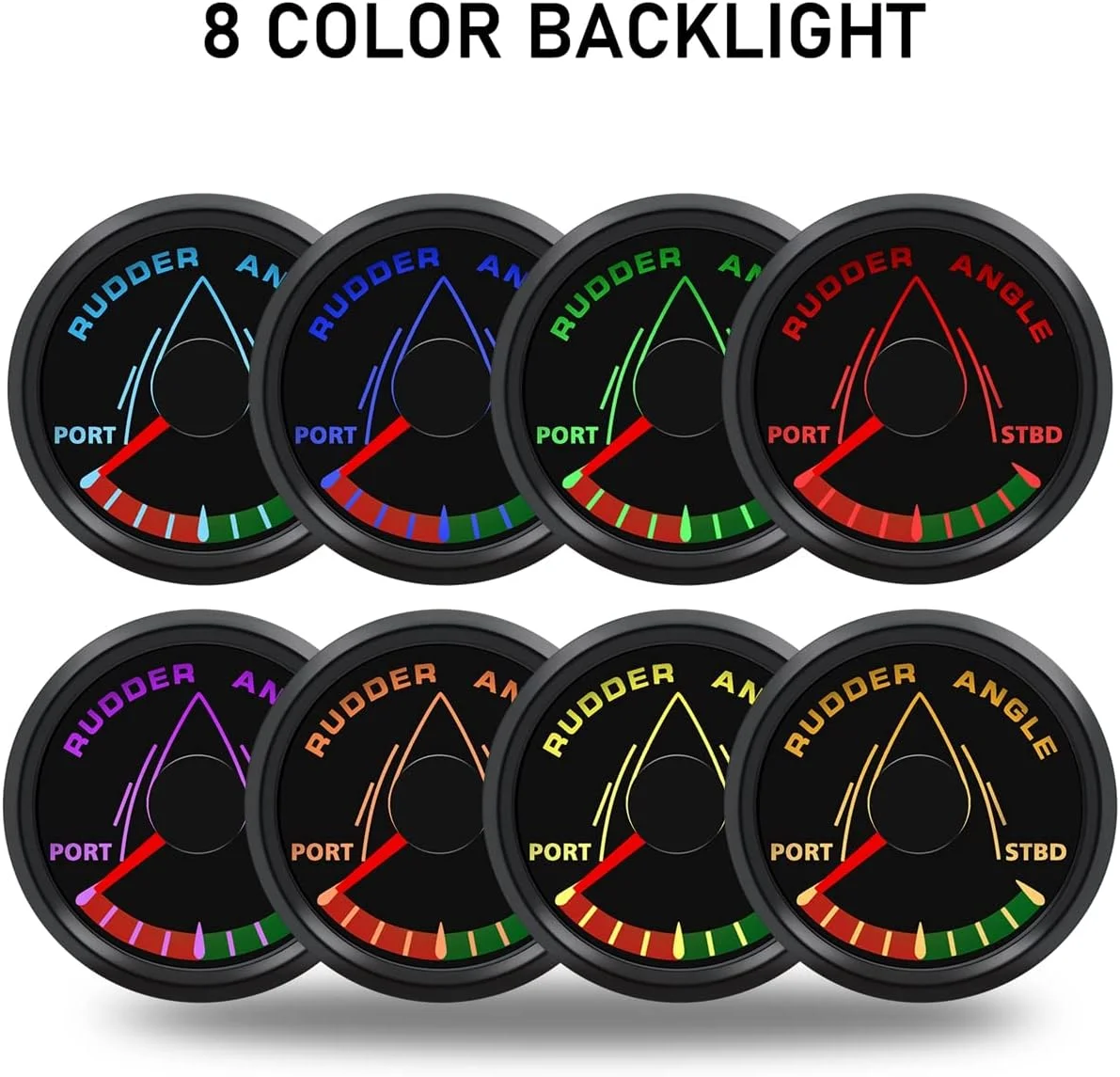 52MM Rudder Position Indicator with Sensor, Waterproof Rudder Angle Indicator 0-190 Ohm for Boat Yacht RV Marine or Sensor