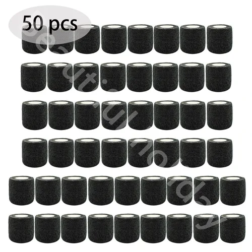 Vendaje de tatuaje negro antideslizante, atlético, no tejido, desechable, impermeable, vendaje elástico autoadhesivo, 10/20/30/50 Uds.