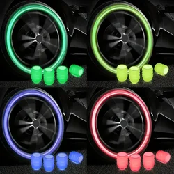 4pcs Mini Night Light Tire Valve Cap, Car Motorcycle Colorful Light-emitting Valve Cap Tire Wheel Hub Styling Decoration Car Acc