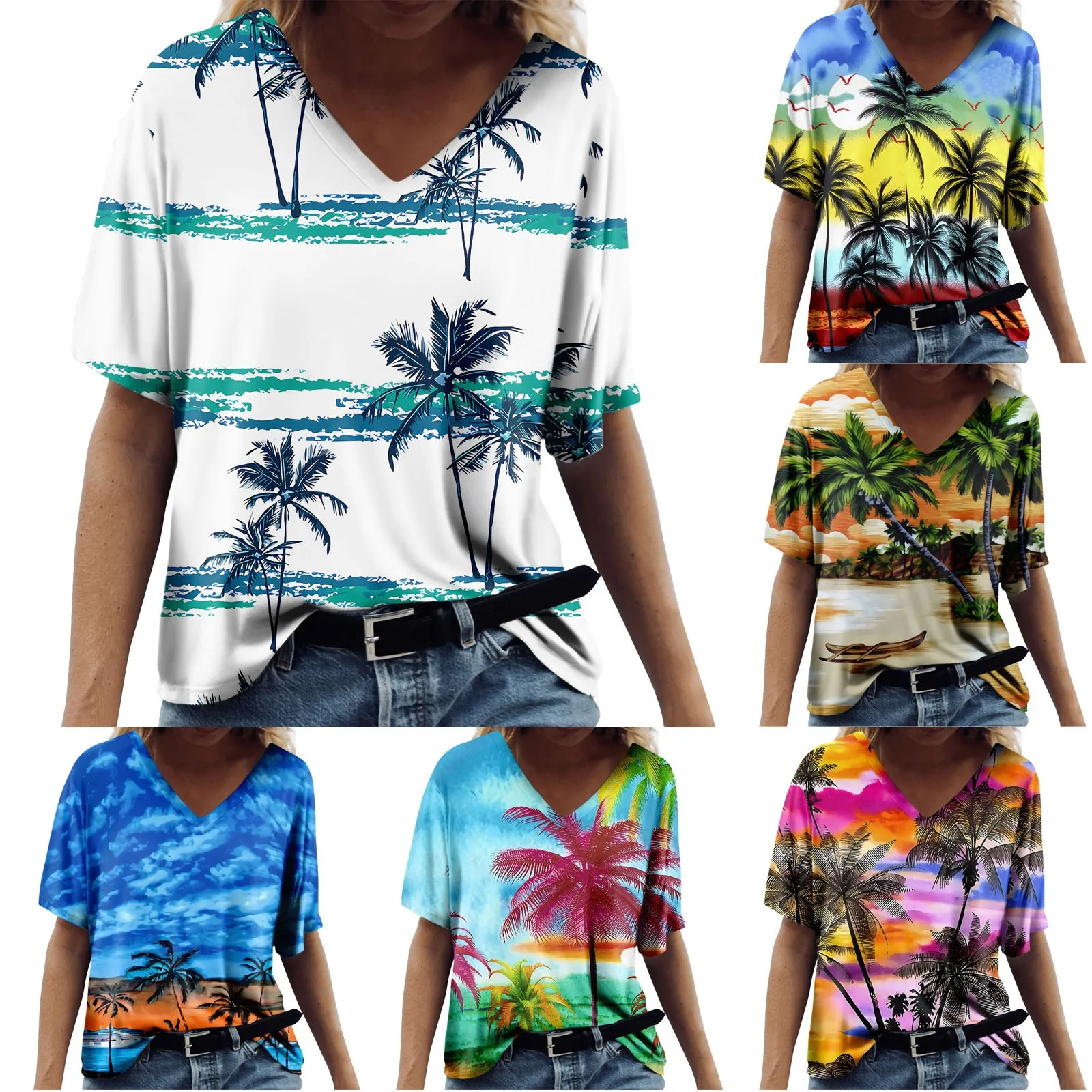 Summer T Shirts For Women Short Sleeve Tee 3d Print T-shirts Casual Beach Holiday Blouse Oversized Hawaiian T Shirt