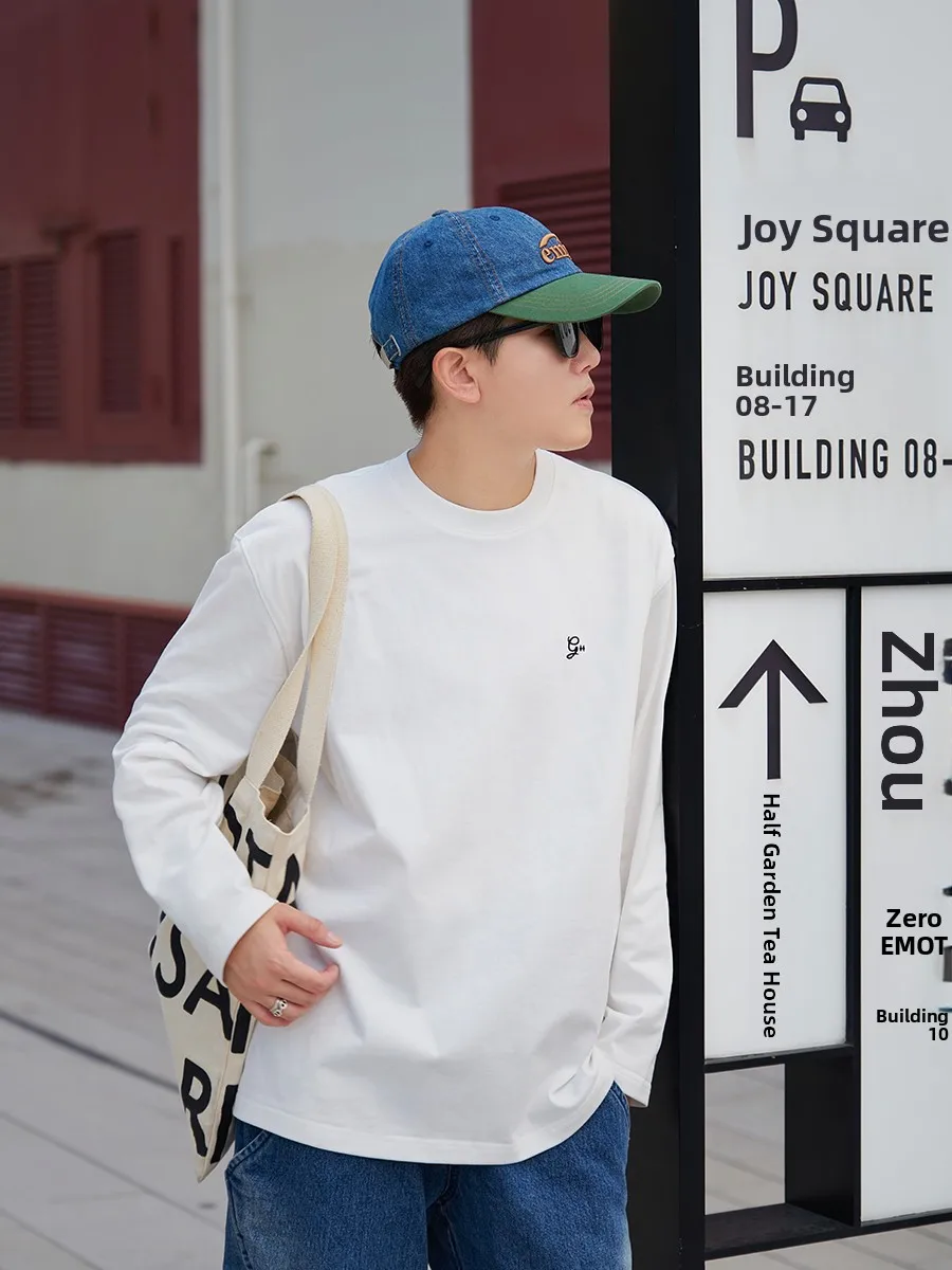 

Футболка Long Sve из чистого хлопка, женская простая белая универсальная основа, верхняя одежда, многослойная верхняя одежда, свободный крой, дышащий комфорт...