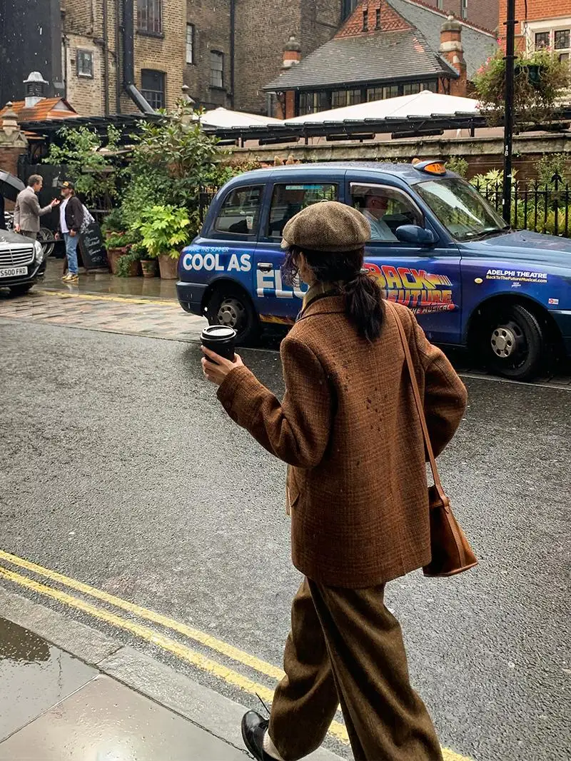 

Винтажный шерстяной замшевый костюм, тканая ткань цвета Augmap, брендовая женская зимняя коллекция Faion, повседневная одежда ex