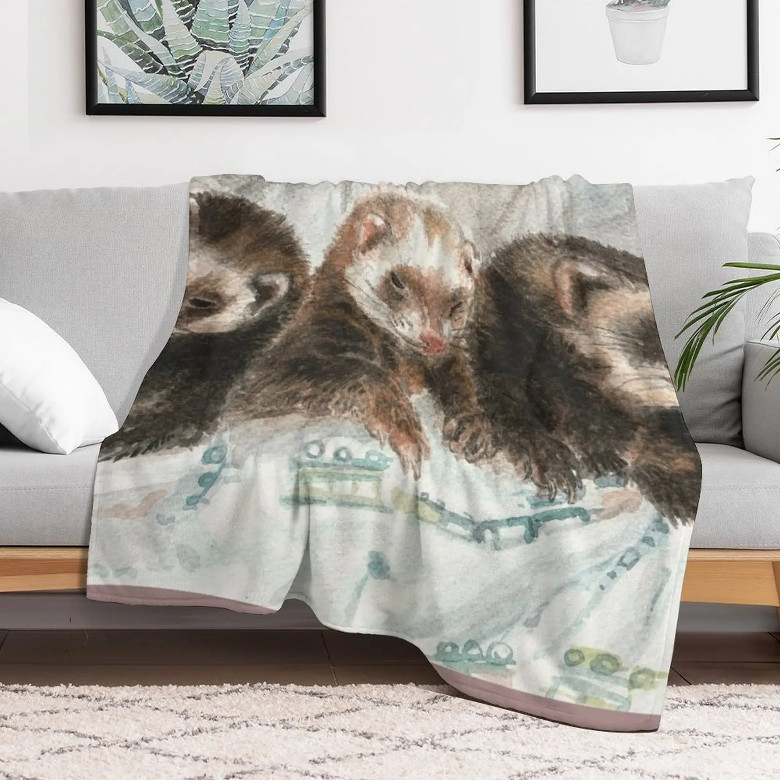 Lovely ferrets Throw Blanket For Baby valentine gift ideas For Decorative Sofa Stuffeds Blankets