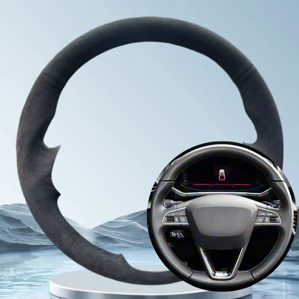 

Автомобильный чехол на руль для Seat Leon 5F Mk3 Ibiza 6J Tarraco Arona Ateca Alhambra, ручное шитье, замшевые аксессуары для салона автомобиля