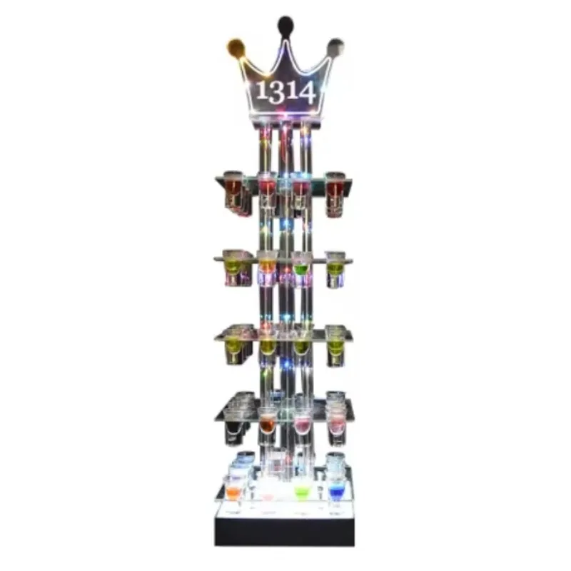 Portavasos LED brillante colorido para cóctel, estante para vino, servicio VIP, presentador de botellas LED para vaso de chupito 12 24 36