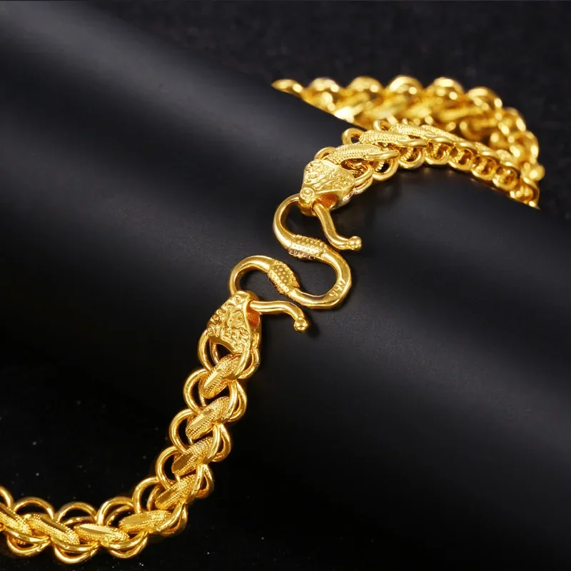 Luxury Gold Color Necklace for Men 8m10m12m Thicken Gold Necklace Boyfriend Chritmas Man Anniversary Jewelry Gifts