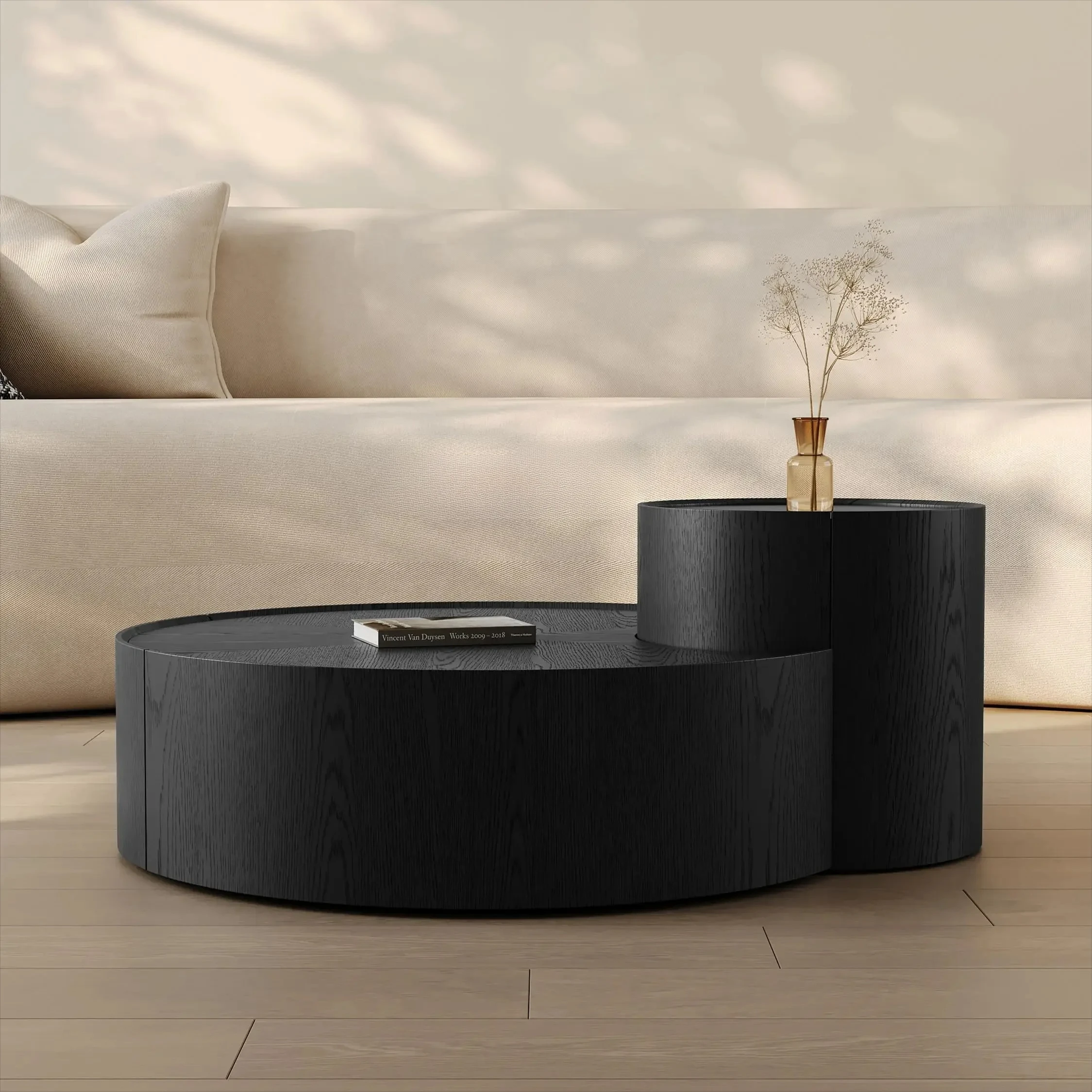 Tavolino rotondo italiano semplice di lusso in noce per la casa soggiorno piccolo appartamento semplice wabi sabi wind designer creati