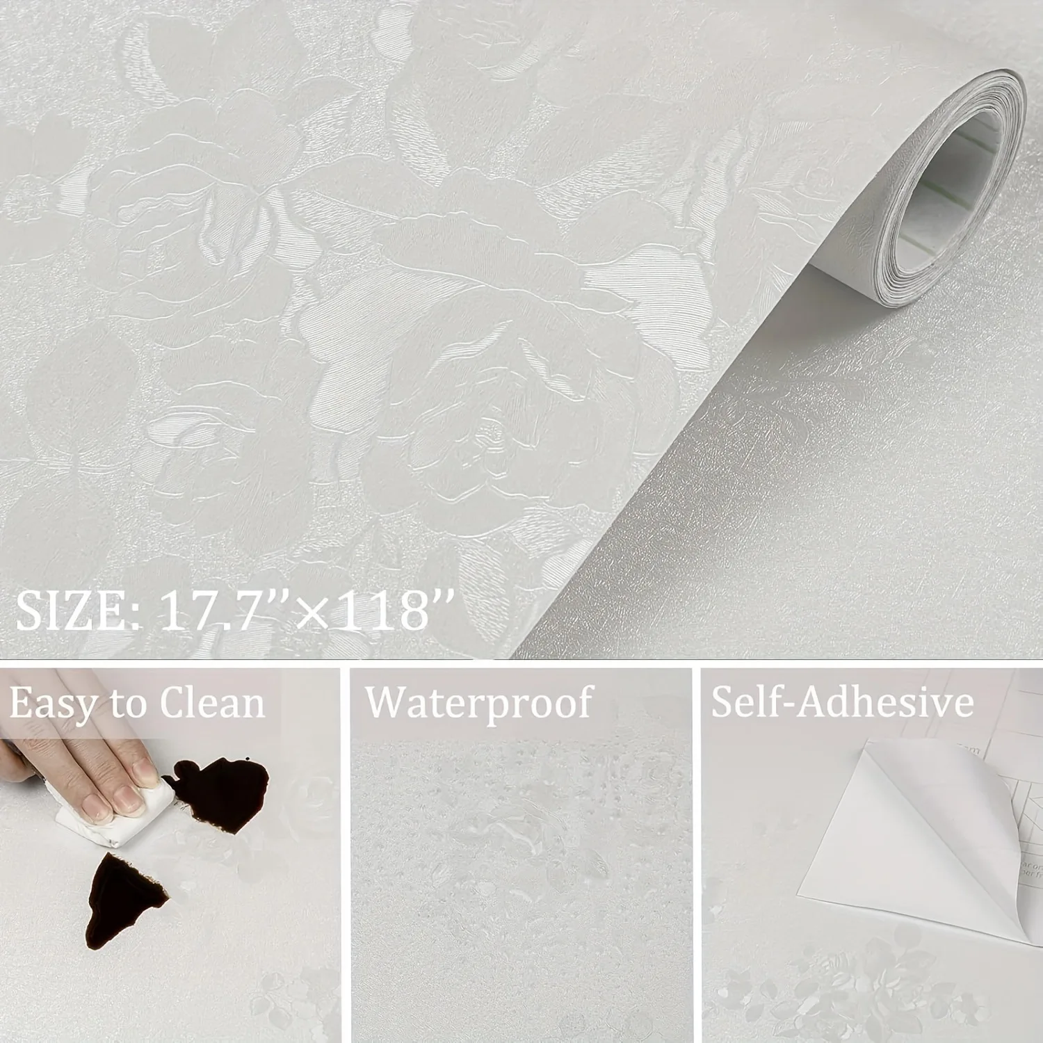 3D Wallpaper Floral Embossed Peel and Stick Wallpaper for Bedroom Walls Self Adhesive Flower Contact Paper Wall Paper Home Decor