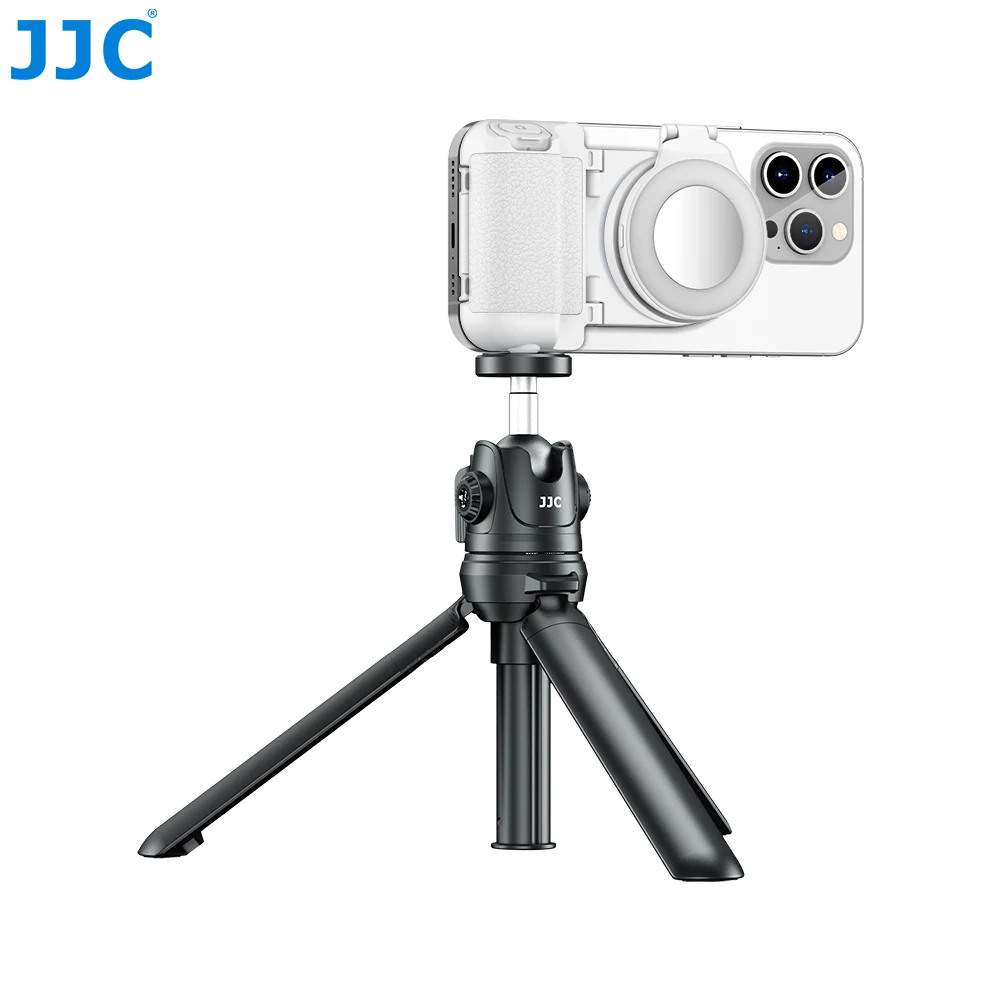 JJC Magnetischer Telefongriff, Bluetooth-Fernbedienungsgriff mit Selfie-Licht, iPhone, Video, Vlog,