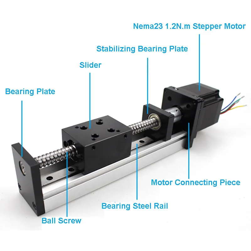 

Mini Sliding Table 1204 1605 1610 Ball Screw Linear Rail Stage Module 100MM - 600MM Effective Stroke for Nema23 / Nema17 Motor