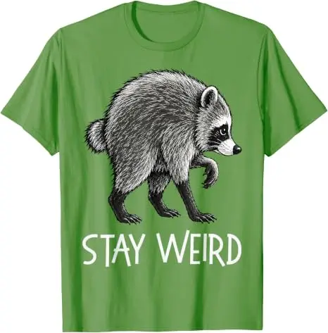Stay Weird Funny Timothy Raccoon T-Shirt Y2k Herren Damen Baumwolle Gemütliche Oversize-T-Shirts Mode Vintage Kurzarm-Spruch-T-Shirt – Detail 8