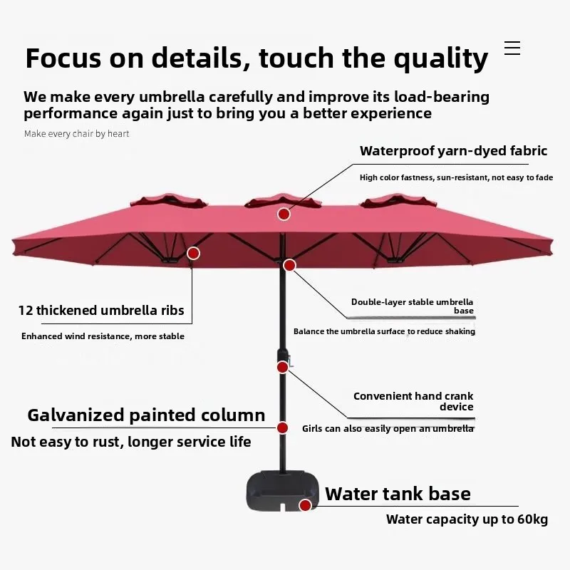 Three-headed umbrella Roman umbrella stall outdoor solar light
