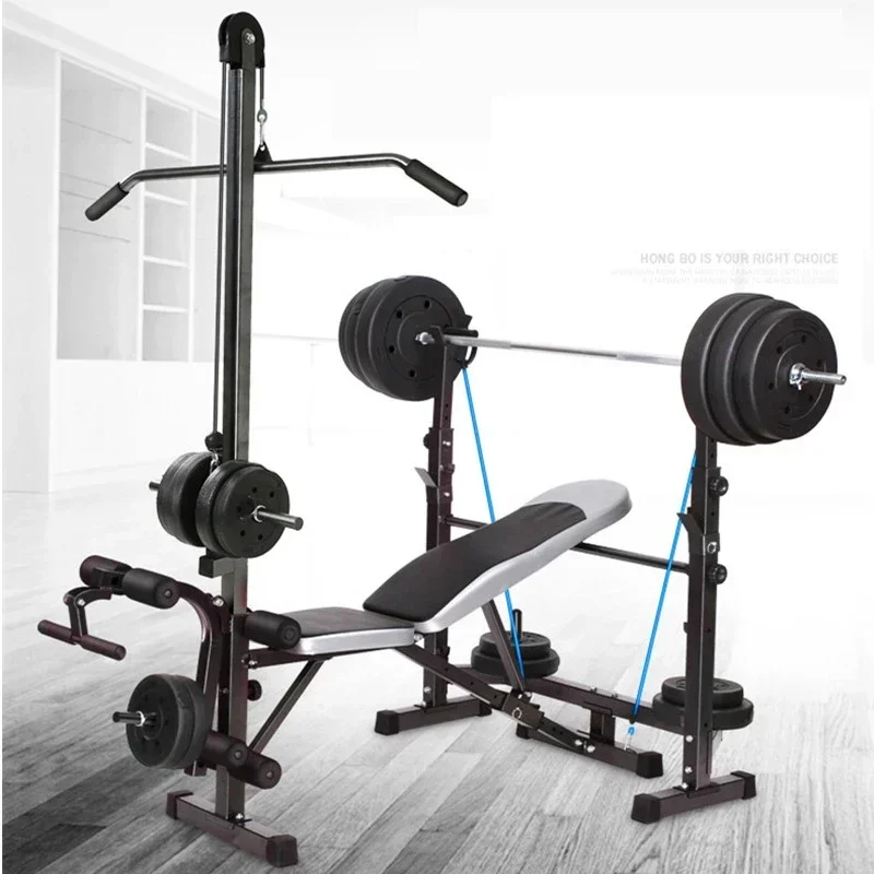 Multifunctional Barbell Weight Lifting Power Rack Adjustable Bench Barbell Bed Squat Rack High Pull Weight Bed Bench Press