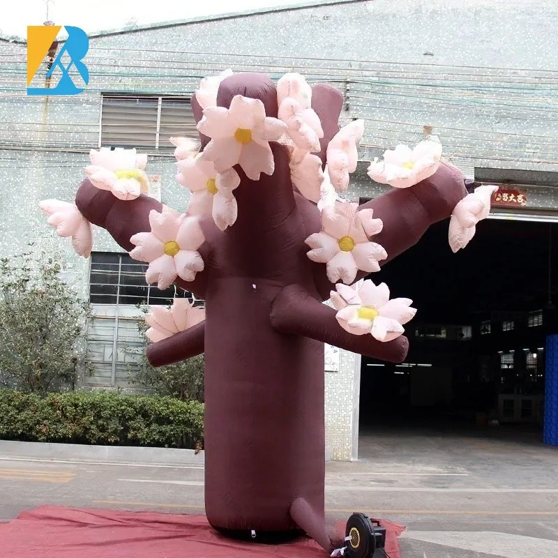 Eventi su misura grande albero gonfiabile decorativo del fiore della pesca per i giocattoli della festa di compleanno a tema principessa