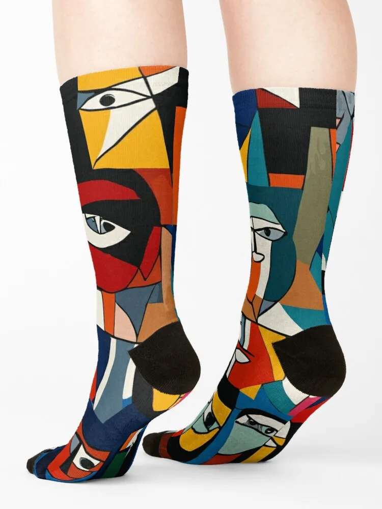Abstract Faces Pattern Socks ankle shoes Luxury Woman Socks Men's