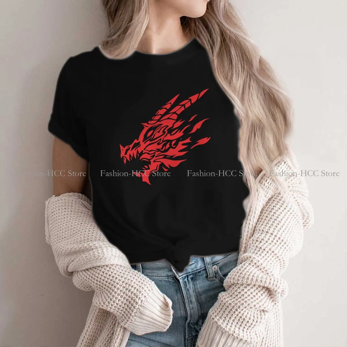 HELLDIVERS Polyester TShirt for Women Drgon Basic Casual Tee T Shirt Novelty Trendy