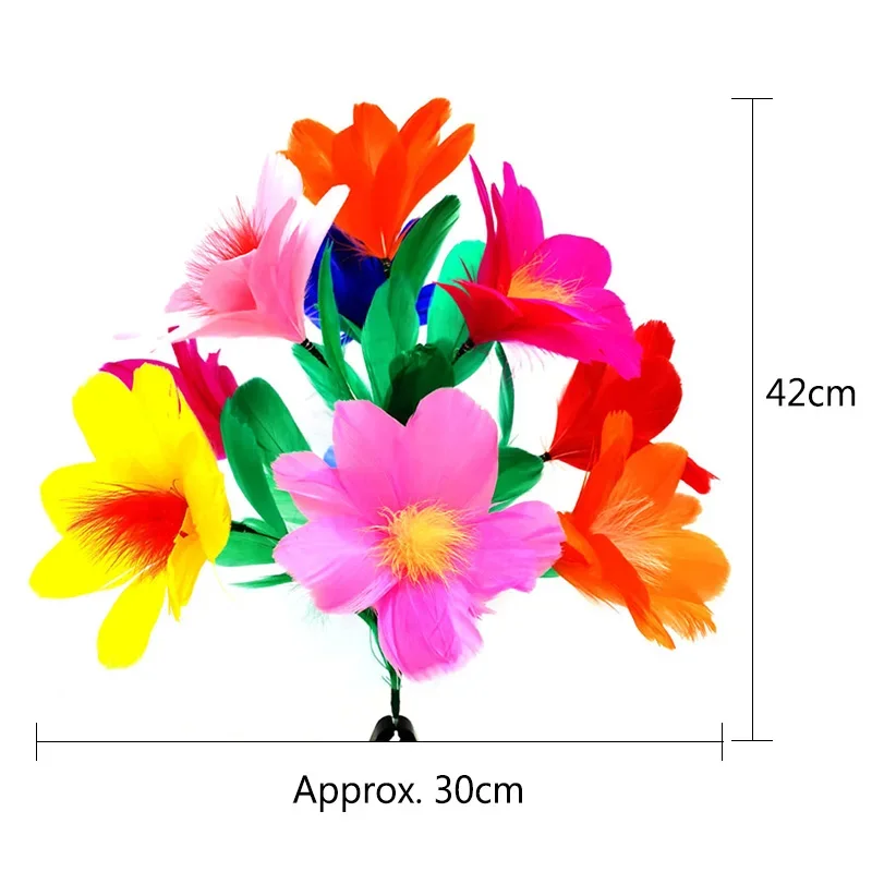 Luksusowa laska do dwóch bukietów (wersja 2) magiczne sztuczki metalowa laska znika, aby z kwiatami i piórami produkcję sztuczek magicznych rekwizytów