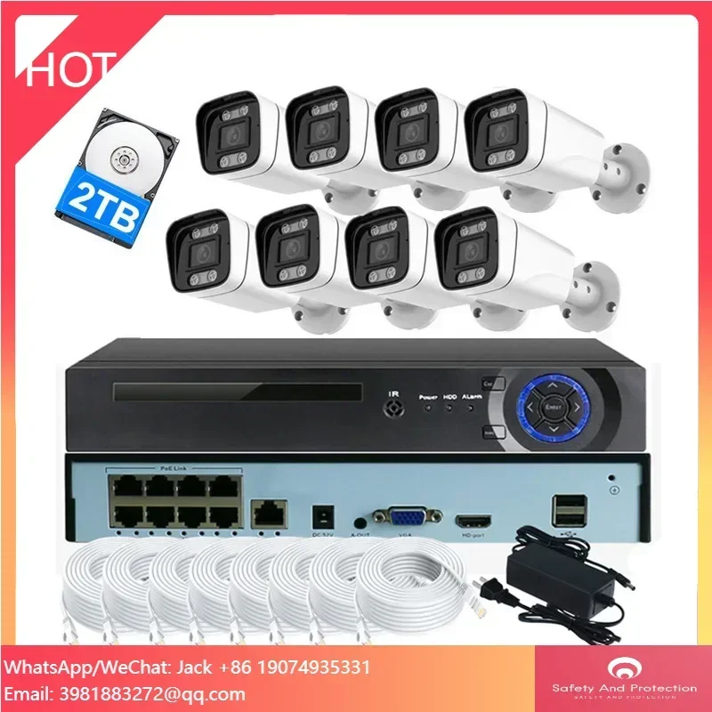 

2TB Hard Disk 4K 8MP 2 Way Audio Mic Speaker 8CH NVR Kit IP POE Camera System 8 Channel Full Color At Night