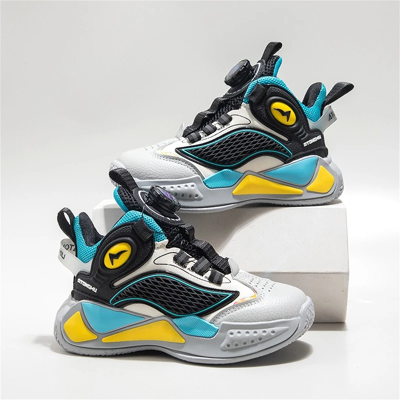 

New Childrens Boy Sneakers Fashion Design Mesh Soft Outdoor Non-slip Kids Basketball Shoes Luxury School Running Boy Casual Shoe