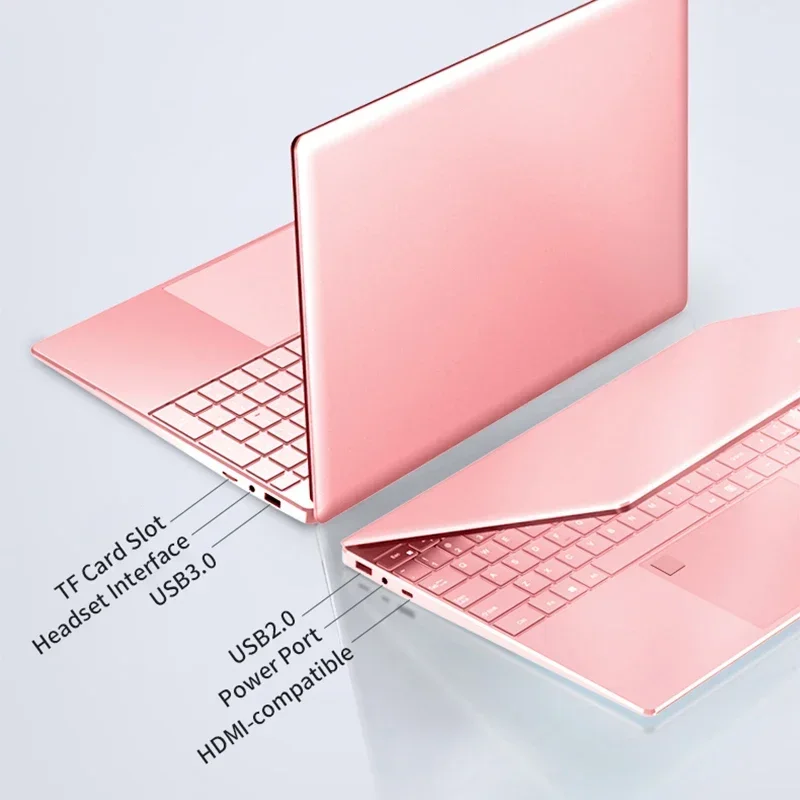 Global Intel Celeron 11th N5095 Windows 10 11 Ram Max 32GB Rom 2TB SSD Computer 2.4G/5.0G Wifi Bluetooth pink keyboard Laptop