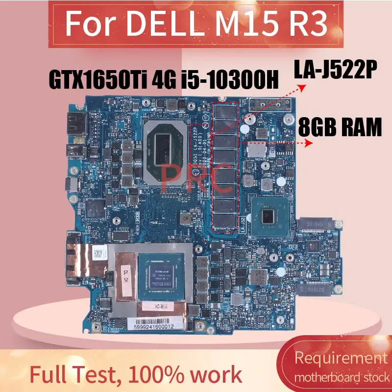 

I5-10300H для ноутбука DELL M15 R3, материнская плата LA-J522P 0RK3FG SRH84 N18P-G62-A1 GTX1650TI/4G 8G RAM, встроенная материнская плата для ноутбука